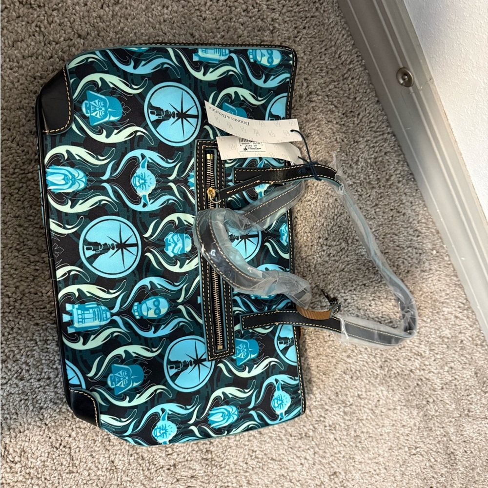Dooney & Bourke Black and Teal Patterned Tote